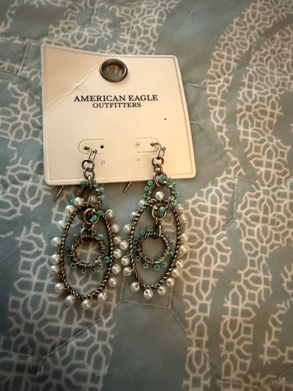 American Eagle Outfitters Turquoise and Pearl Dangle Earrings